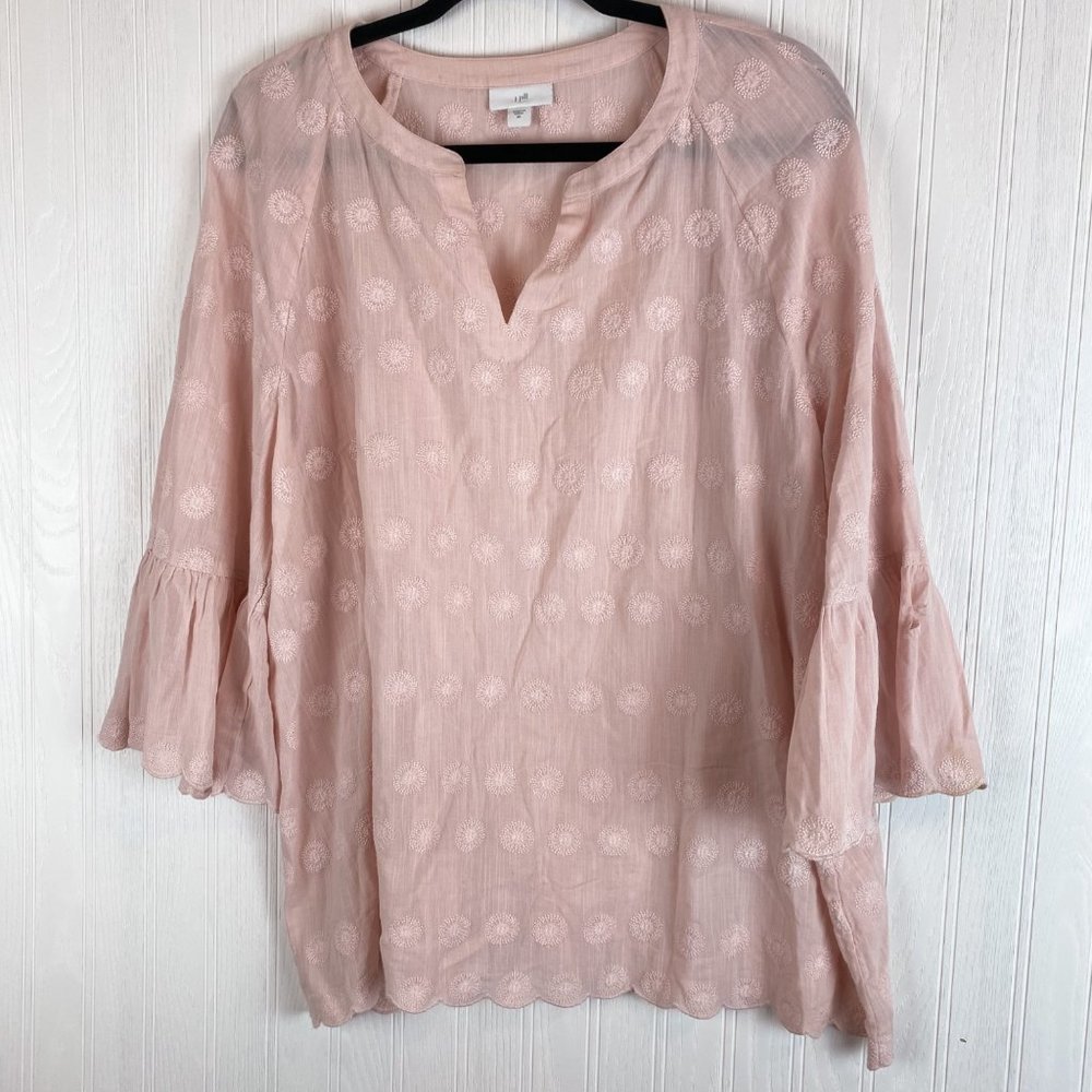 J JILL PINK FORAL EMBROIDERY ‎ TUNIC SIZE MEDIUM